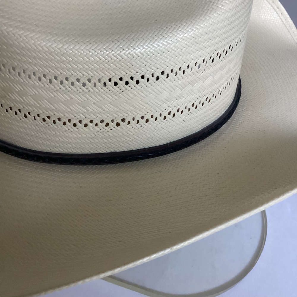 Larry Mahan 10X Straw Cowboy Hat Ivory Vented Crown Milano Hat Co Size 7 1/8 - Picture 5 of 16